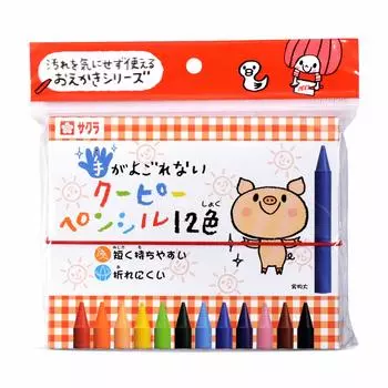 Карандаш Sakura Crepus Coupie, который пачкает руки, набор из 12 цветов, не будет FYS12-P