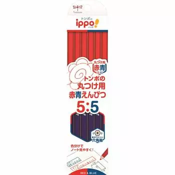 Карандаш шестиугольный Tombow красный и синий для округления 1 дюжина 12 штук (5:5) иппо! CV-КИВП