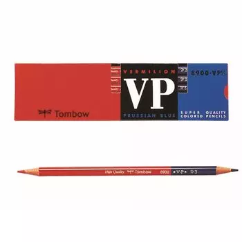 Карандаш Tombow Red and Blue с круглым стержнем, киноварь (7:3) 1 дюжина 8900-VP7/3