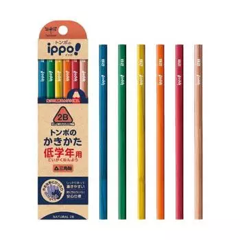 Карандаш Tombow Треугольный карандаш 2B (В комплект входит 1 красный карандаш.) Безопасный короткий дизайн ippo! Как писать для младших классов Natural MP-SENN04-2B