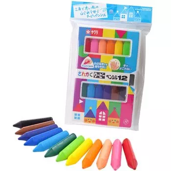 Карандаш треугольный Sakura Crepas 12 цветов, упаковка FYL12-P