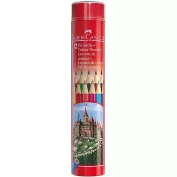 Карандаши Faber-Castell обычные цветные, круглая банка, 12 цветов, корейские игрушки