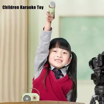 Караоке-колонка Yousheng, многофункциональный музыкальный плеер с беспроводными микрофонами, перезаряжаемая портативная колонка с поддержкой Bluetooth розовый