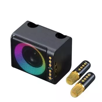 Караоке-машина для детей и взрослых, портативная Bluetooth-колонка с 2 беспроводными микрофонами - свет для вечеринки, подарок на день рождения, семейный праздник