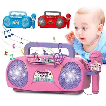 Караоке-машина для девочек и мальчиков с микрофоном, игрушки на день рождения, подарки на вечеринку Red