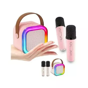 Караоке-машина, мини-караоке-машина с беспроводным микрофоном, портативная колонка с эффектом изменения голоса и светодиодной подсветкой, лучшие подарочные игрушки для мальчиков и K12
