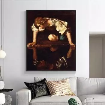 Караваджо Нарцисс картина холст печать настенный винтажный художественный постер перевернутое изображение картина для гостиной домашний декор Cuadros 21x30cm No Framed