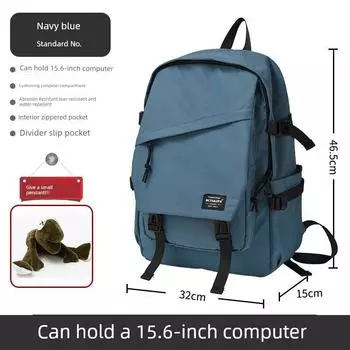 Karayang Backpack Men s Simple and Versatile Large Capacity Computer Travel Backpack Women Junior High School High School and University (Small size) Blue [new preferential pendant]]