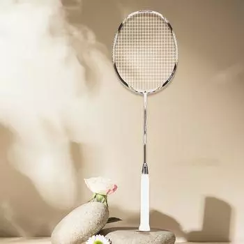 Карбоновая ракетка для бадминтона Одиночная ракетка (22 фунта с резьбой) белый