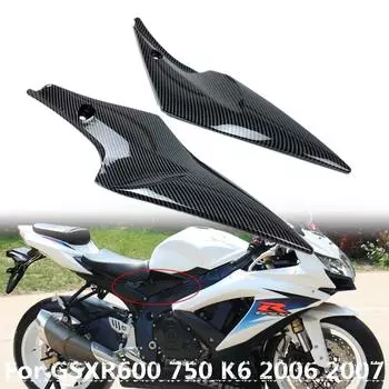 Карбоновый мотоциклетный топливный бак боковая крышка панель обтекатель рамка отделка капот чехол пластиковый комплект для SUZUKI GSXR GSX-R600 750 2006 2007 K6 чёрный