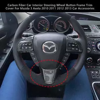Карбоновый салон рулевого колеса кнопка рамка отделка крышка для Mazda 3 Axela 2010 2011 2012 2013 автомобильные аксессуары чёрный