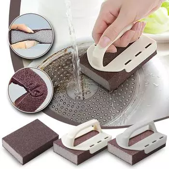 Карборундовая губка с ручкой Карборундовая губка Наждачная губка Щетка для кастрюль и сковородок B бежевый