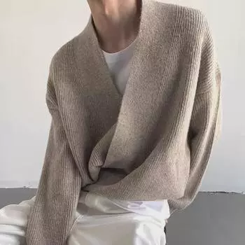 Кардиган Cleanfit Retro Loose Knit - свитер-куртка в стиле ленивой осени/зимы XL хизер серый