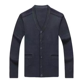 Кардиган для мужчин среднего и пожилого возраста, свитер, утолщенный свитер на осень и зиму, куртка для дедушки, флисовый свитер, теплый наряд для папы M