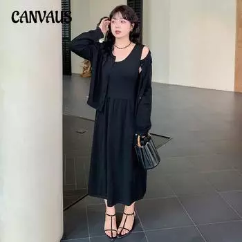 Кардиган для женщин больших размеров, повседневный, вязаный под платье XL чёрный