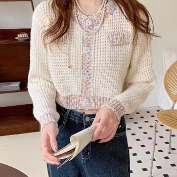 Кардиган, французский модный мягкий клеевой свитер, женское пальто 2023, осень/зима, уникальный вязаный кардиган в стиле знаменитостей, женский топ One Size армия зеленый