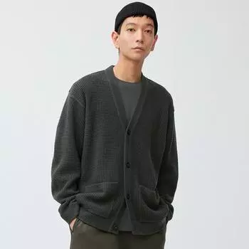 Кардиган Gu Waffle с длинным рукавом 07 GRAY/XL