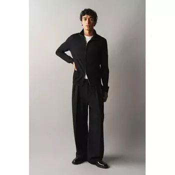 Кардиган HM slimM Fit из мериносовой шерсти на молнии, черный M