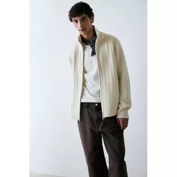 Кардиган HM Textured Knit Regular Fit creaM XS