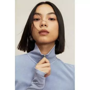 Кардиган HM Washed Look на молнии светло-голубого цвета