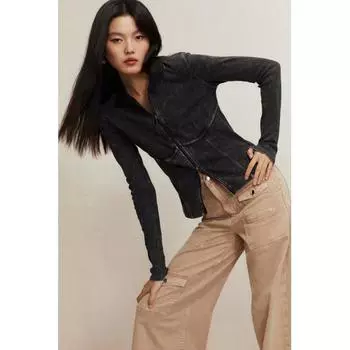 Кардиган HM Washed Look Zip Up Black Washed