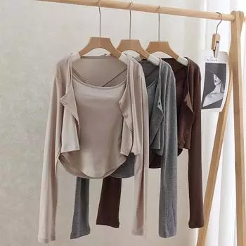 Кардиган из двух частей Tencel Slim Fit и подтяжки с подкладкой для женщин