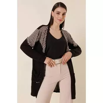 Кардиган из лайкры с узором S и карманами с отделкой из целлюлозы