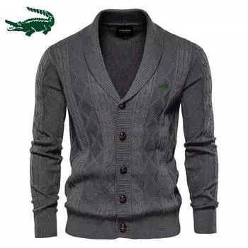 Кардиган, мужской свитер с v-образным вырезом и длинными рукавами, мужской внешняя торговля, мужской утепленный свитер, модный мужской вязаный кардиган, куртка M