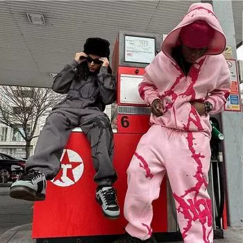 Кардиган на молнии с принтом Y2K Foam унисекс - свитер в европейском и американском стиле хип-хоп M