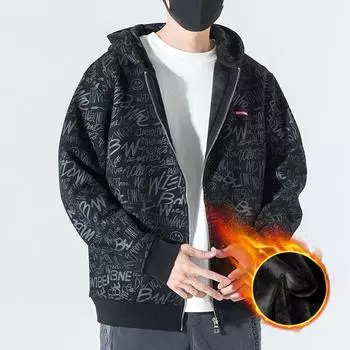 Кардиган на молнии, свитер мужской с капюшоном, осенне-зимняя мужская зимняя флисовая спортивная куртка большого размера M