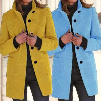 Кардиган Пальто для женщин Модное универсальное повседневное свободное пальто с воротником-стойкой в стиле ретро с длинным рукавом Женское зимнее теплое S светло-серый