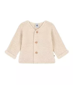 Кардиган платочной вязки A08BQ 12 месяцев 74 см [Petit Bateau] Белый с оттенком