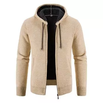 Кардиган Повседневный Свободный С капюшоном Вязаный свитер L