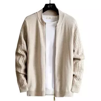 Кардиган с длинным рукавом, осенний круглый вырез, повседневный мужской трикотаж M