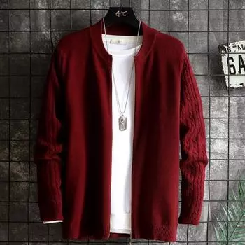 Кардиган с длинным рукавом, осенний круглый вырез, повседневный мужской трикотаж M