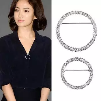 Кардиган с хрустальной брошью, простой корсаж, ретро-круг, пряжка, летняя рубашка, противоослепляющие аксессуары