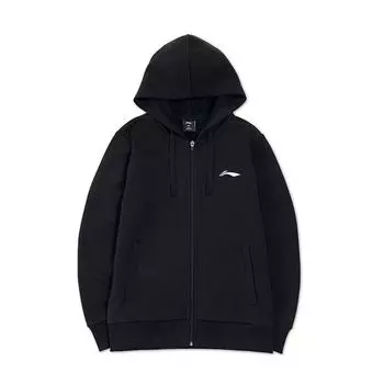 Кардиган с капюшоном серии Campus Li Ning, вышитый логотип, свободный свитшот, мужской свитшот, черный YWDV363-1 L