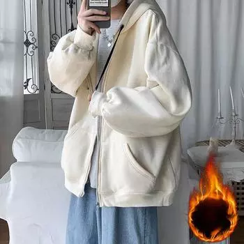 Кардиган с капюшоном, свитер, мужская куртка на весну и осень, мужская подростковая повседневная свободная спортивная куртка S чёрный