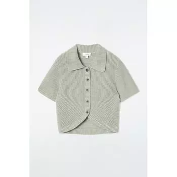 Кардиган с короткими рукавами COS Japan, вязка в рубчик sage green/S