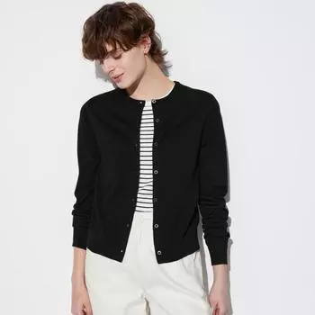 КАРДИГАН С КРУГЛЫМ ВЫРЕЗОМ UNIQLO С УФ-ЗАЩИТОЙ, ДЛИННЫМ РУКАВОМ