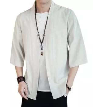 Кардиган с летним рукавом в стиле кимоно из хлопка и льна в японском стиле, парка, куртка с открытым передом, рубашка с коротким рукавом в японском стиле, узор, тонкий летний фестиваль