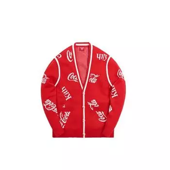 Кардиган с логотипом Kith x Coca-Cola x Mitchell & Ness Coke, красная верхняя одежда унисекс MNSWTRKM19027-CREA M