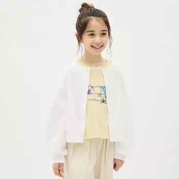Кардиган с объемными рукавами и длинными рукавами GU by Uniqlo GIRLS UV Cut