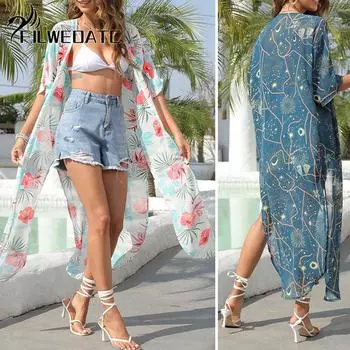 Кардиган с принтом Filweoatc, защитная одежда от солнца, свободная маленькая куртка S