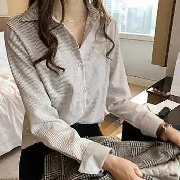 Кардиган с пуговицами большого размера с принтом и планкой, женская рубашка с рукавами, рубашка в вертикальную полоску XL хаки