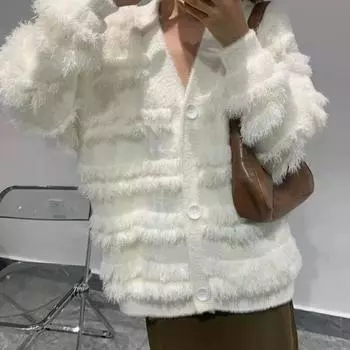 Кардиган с узором осень/зима с v-образным вырезом 2023, свитер с вырезом знаменитостей, женский кардиган, свободное вязаное пальто, кардиган, женские топы