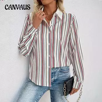 Кардиган с воротником-стойкой и длинными рукавами, осенне-зимняя женская рубашка с вертикальными полосками и лацканами S бордовый