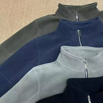 Кардиган с застежкой-молнией на половину длины, с длинными рукавами, модный и универсальный, куртка из плотного флиса плотностью 450 г, двухсторонняя, удобная, бархатная, с воротником-стойкой M