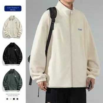 Кардиган свитер куртка мужская осенняя тяжелая модная брендовая свободная повседневная американская флисовая мужская весенне-осенняя стойка воротник топ S