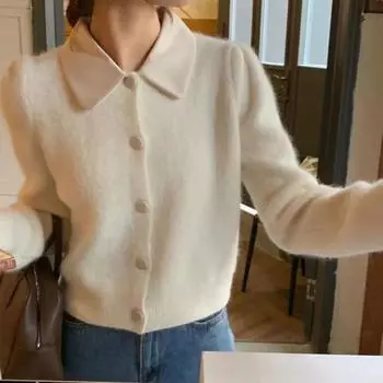 Кардиган-свитер женский весенне-осенний уникальный дизайн, уменьшающий возраст, однотонный вязаный универсальный свободный кардиган-свитер женский One Size зелёный